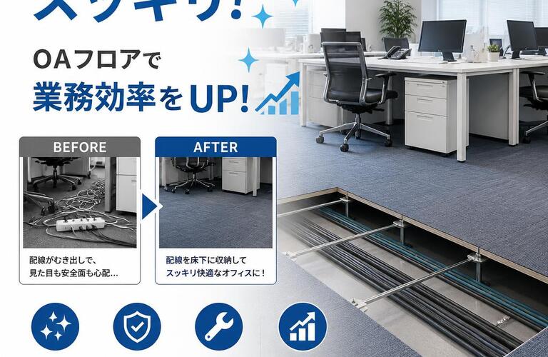 事務所の配線をスッキリ！OAフロアで業務効率をUP！