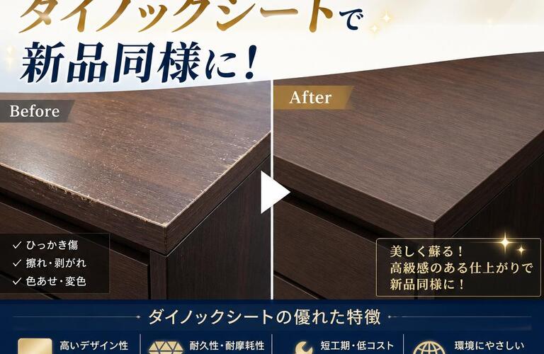 家具の傷でお困りの方必見！大関装飾のダイノックシートで新品同様に！