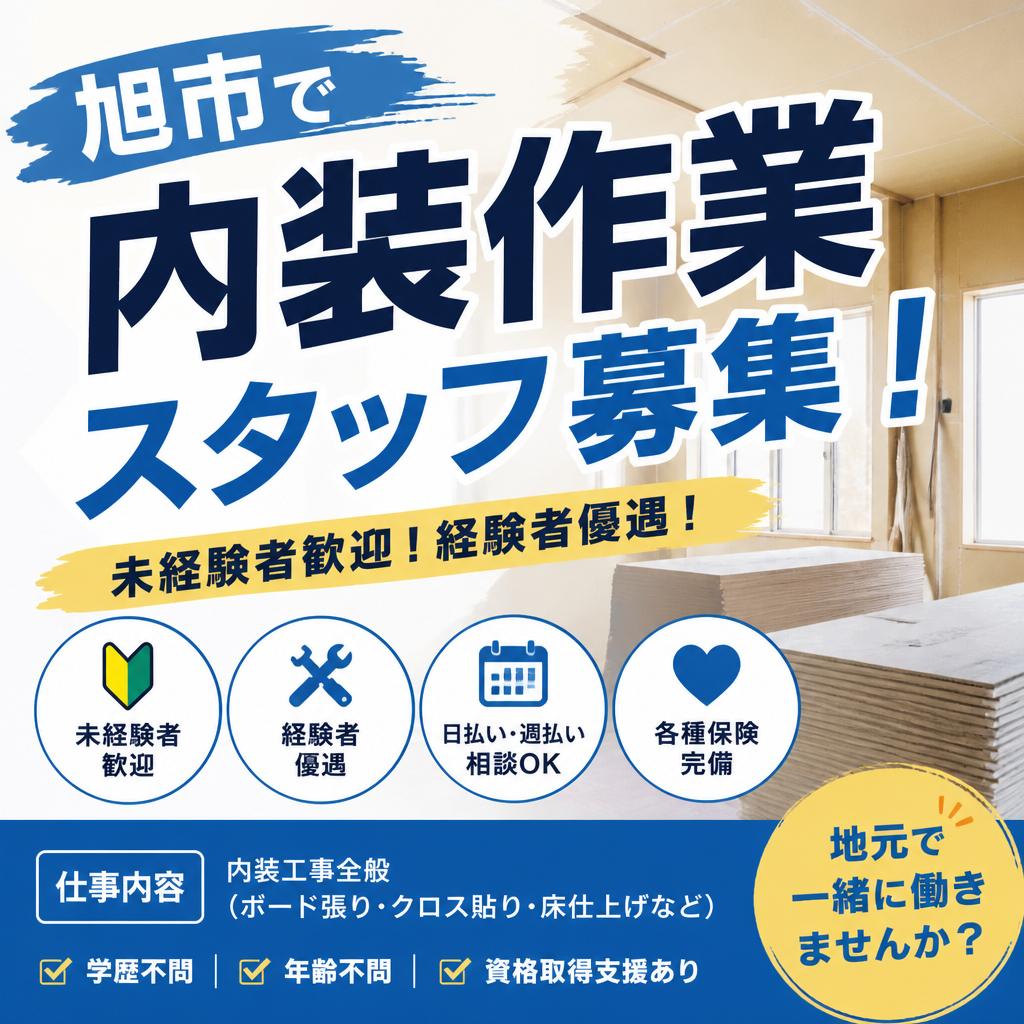 旭市で内装作業スタッフ募集！