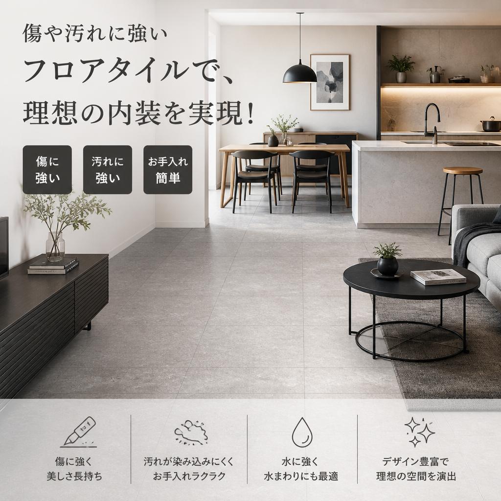 傷や汚れに強いフロアタイルで、理想の内装を実現！